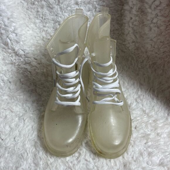Clear jelly lace up combat rain boots EUR size 39. - Picture 2 of 10
